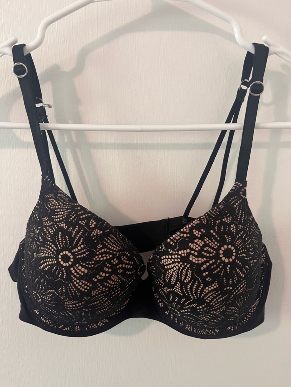 Aerie Lace Demi Underwire Bra Real Sunnie 34C Black Nude